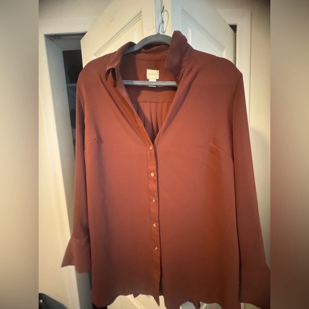 Chico's Women's Brown Button-Up Top